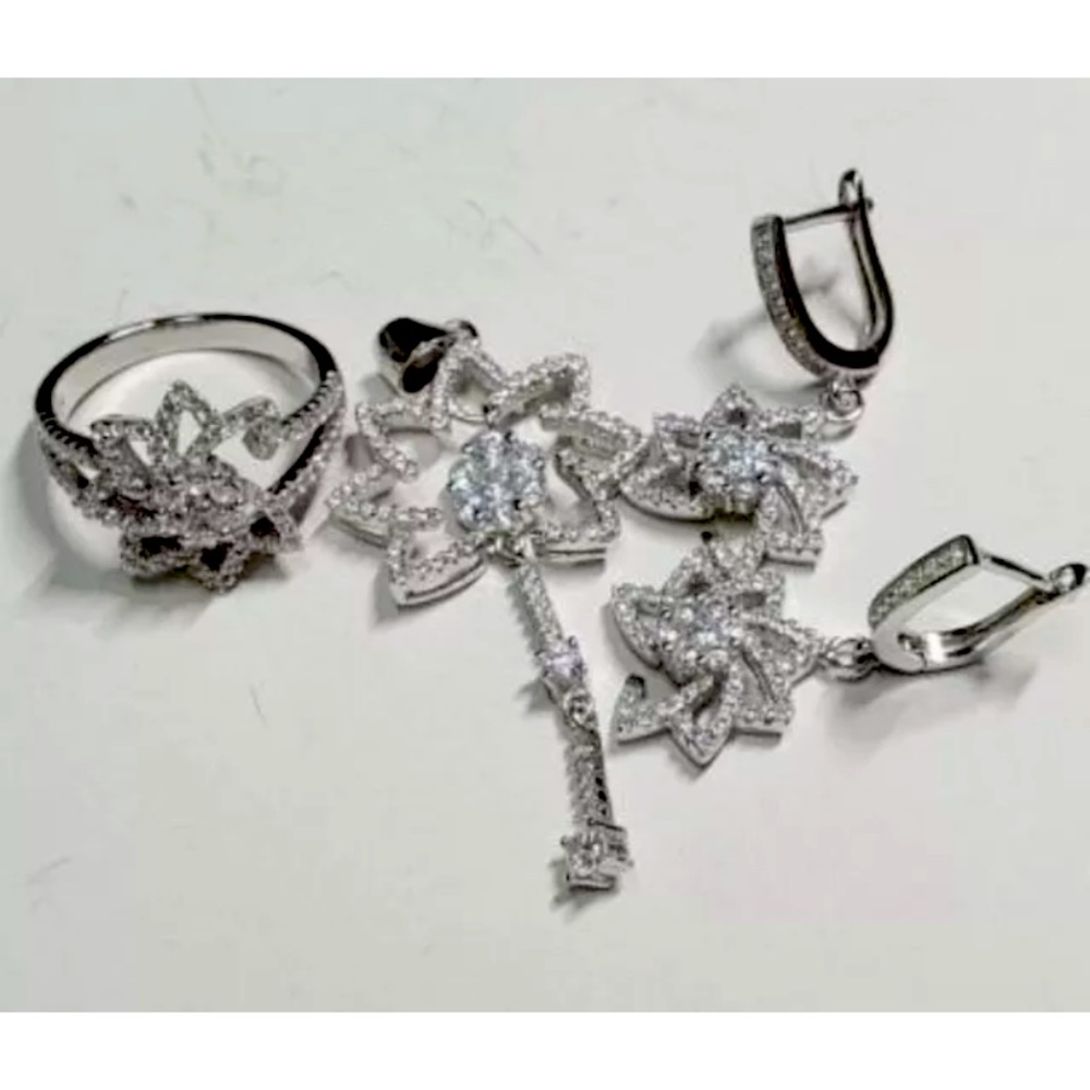 Silver Cubic Zirconia Set (~Size 6), Suggested Retail Value $300